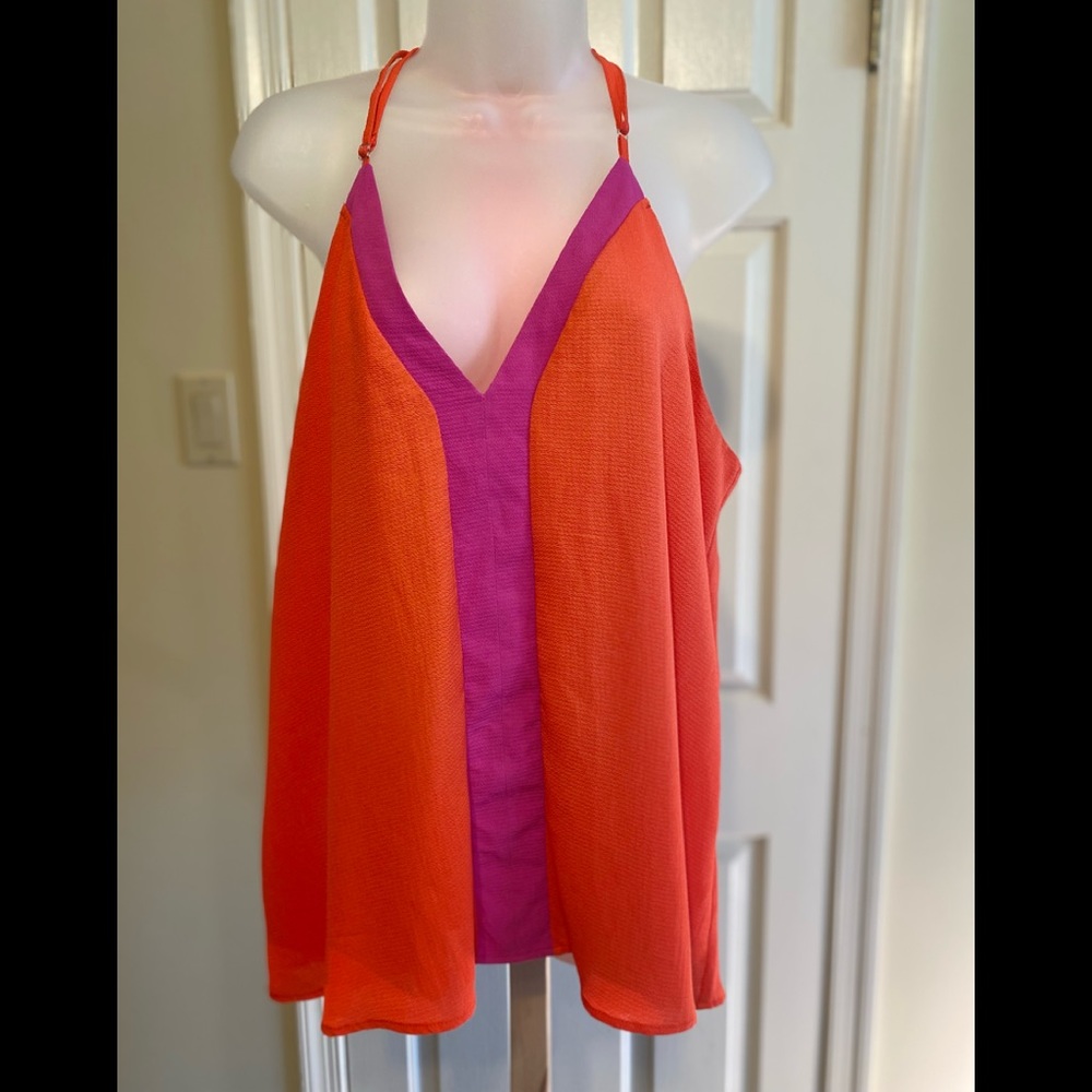 Lovely orange & pink halter top, Size: XL-1X